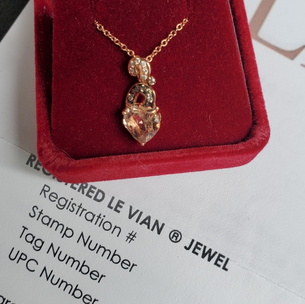 Levian 14k rose gold and peach morganite pendant
